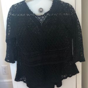 Lace black blouse with included undershirt